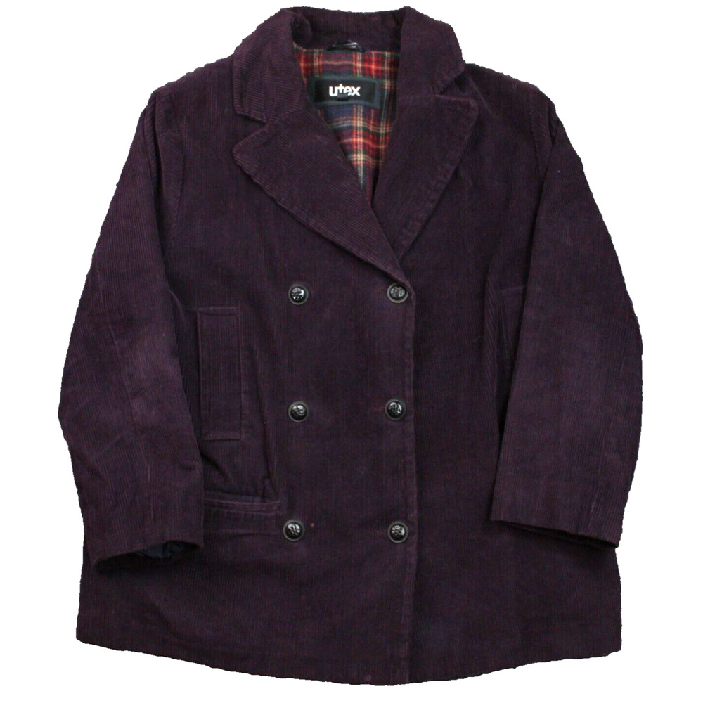 Utex Womens Corduroy Jacket Coat Pea Coat Medium Purple